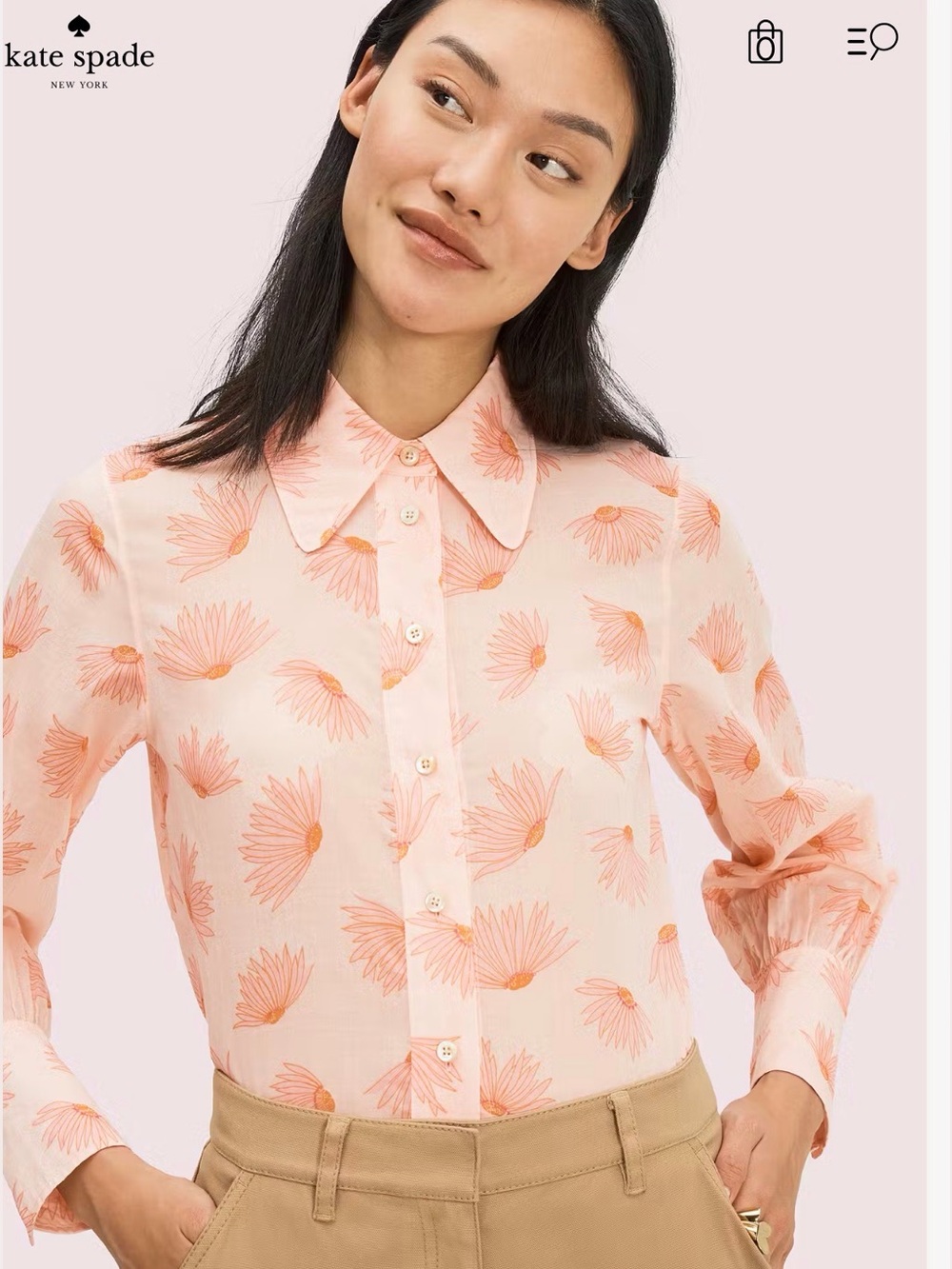 kate spade New York Falling Flower Voile Blouse XXL